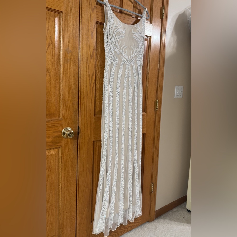 Women’s Formal Dress BG Haute 48722SC Sequined Size 10 Gown Ivory/Nude NEW - Picture 13 of 16